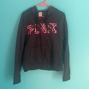 NWOT Pink Zip Up Hoodie with Pink Tie dye Size M